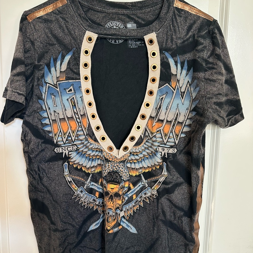 Affliction Black and Gold Graphic Tee